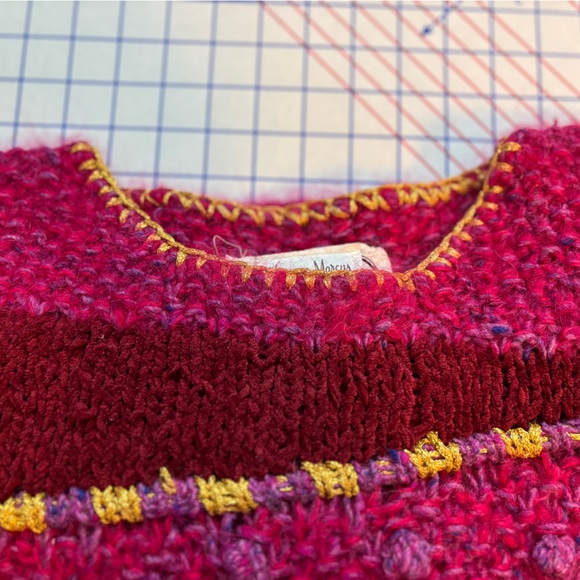 Adrienne Vittadini for Neiman Marcus Vintage Pink Sweater w/ Purple Pom Pom’s - Picture 7 of 11